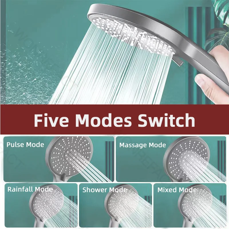 High Pressure 5 Mode Water Saving Shower Head Bathroom SPA Faucet Nozzle