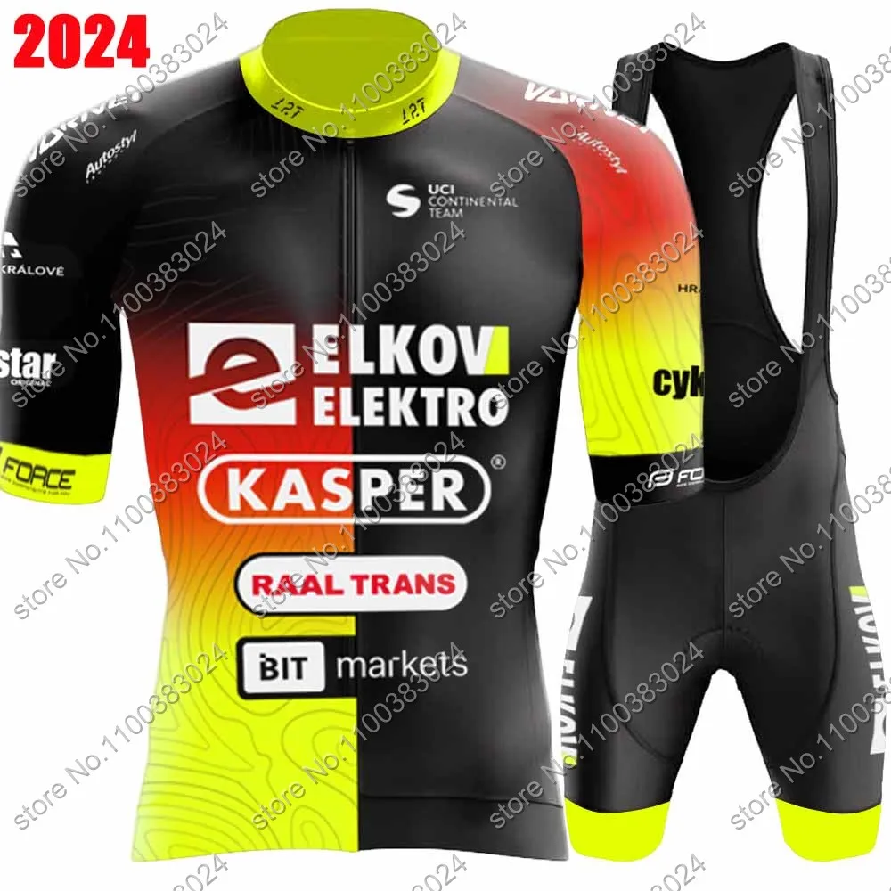 Team Elkov Kasper Cycling Jersey Men Short Sleeve Czech Clothing Road Bike Shirts Suit Bicycle Bib Shorts MTB Ropa Maillot