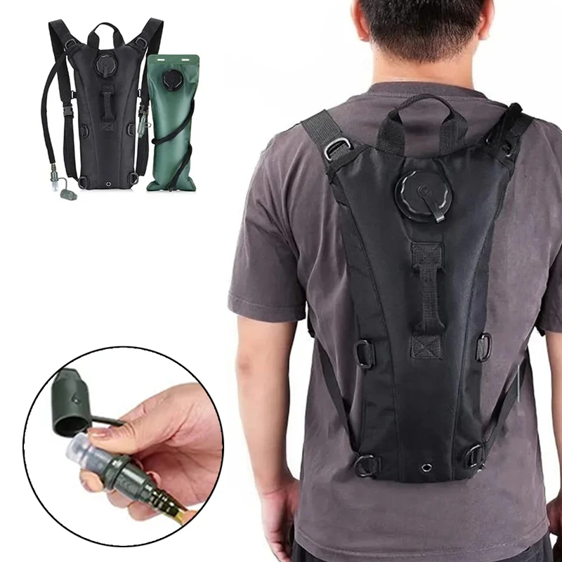 Mochila tática militar com hidratação da bexiga, ao ar livre, caminhadas, ciclismo, escalada, preto Montanhismo Bag, 3L