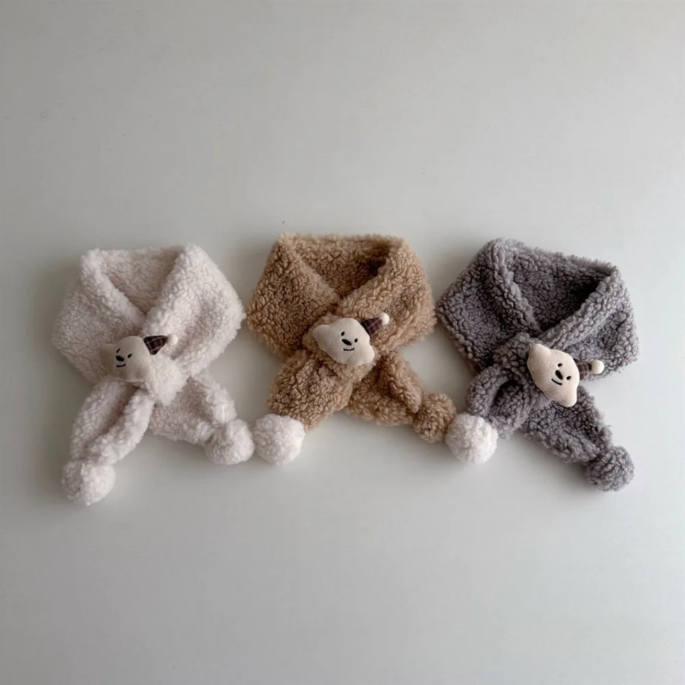 New Autumn Winter Children Cute Cartoon Bear Outdoor Warm Scarf Newborn Neckerchief Thicken Baby Boy Girls Soft Scarves for Kids