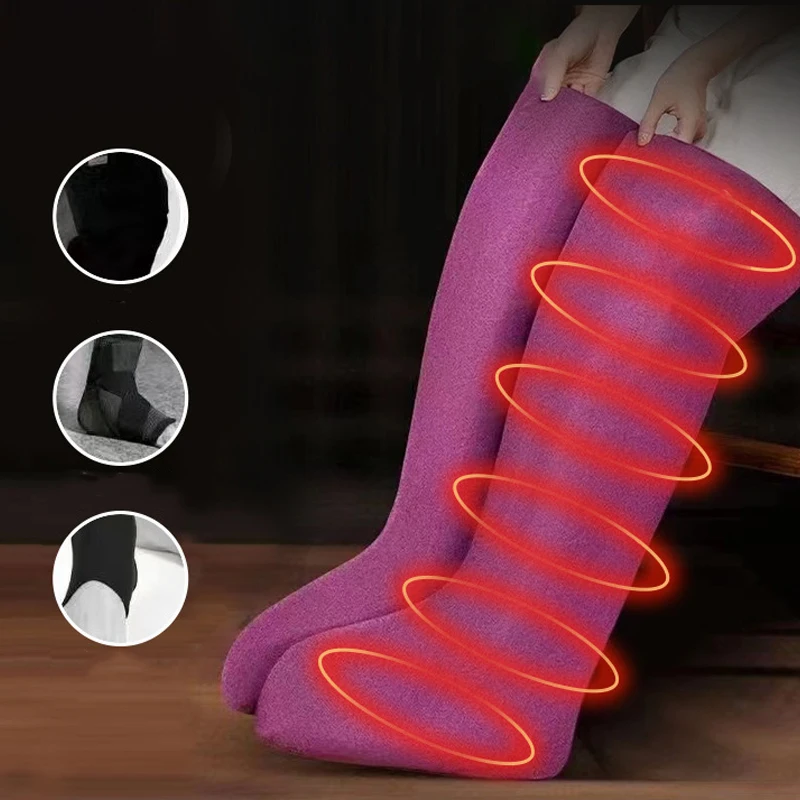 9 Gear Hot Compress Electric Foot Leg Heating Boots Wrap Massager for Eliminate Leg Swelling Promotes Blood Circulation Winter