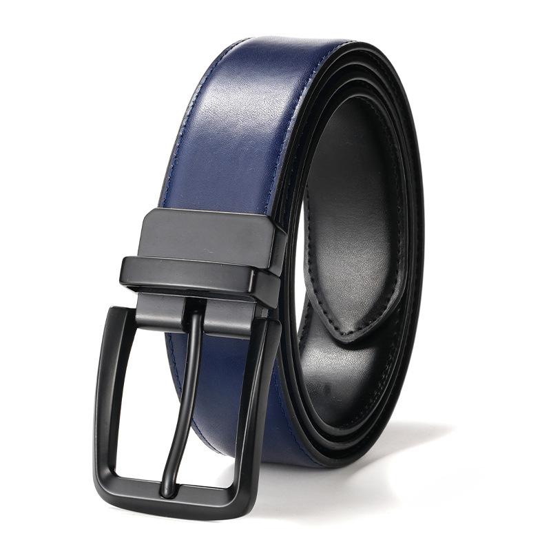 Men's Belt Pin Buckle Belt Trendy Fashion Cowhide Belt Double-sided Available Middle-aged and Young Men's Belt