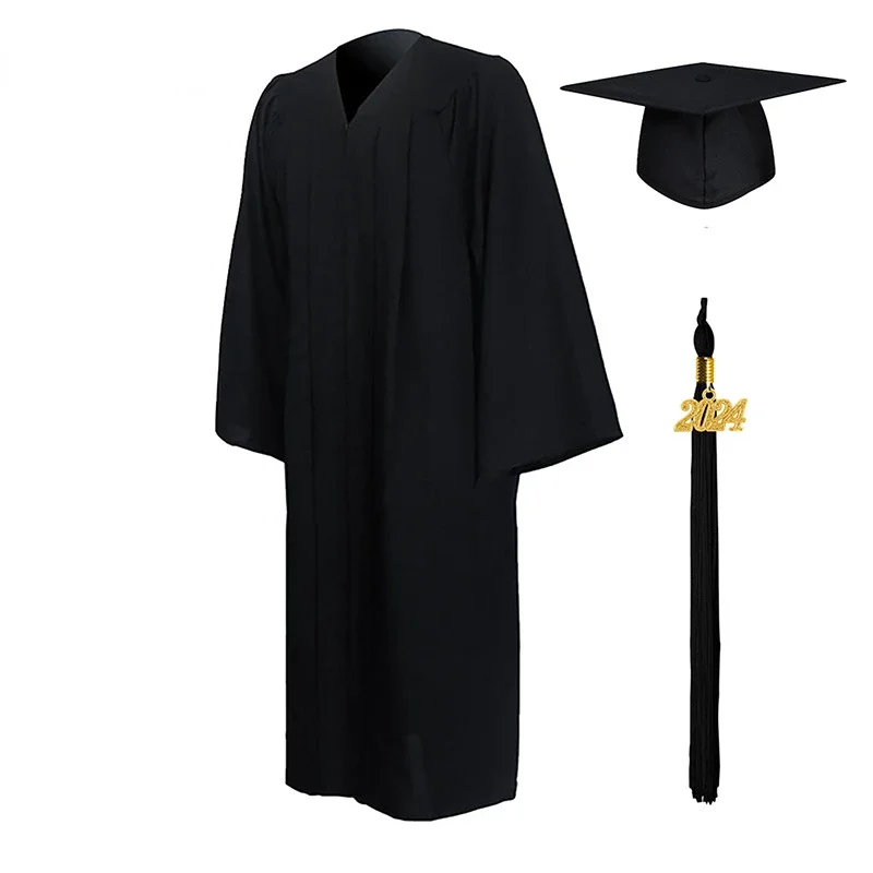 Graduation Gown Set Man Women Soft Matte Graduation Gown Hat Tassel Unisex For High School And Bachelor
