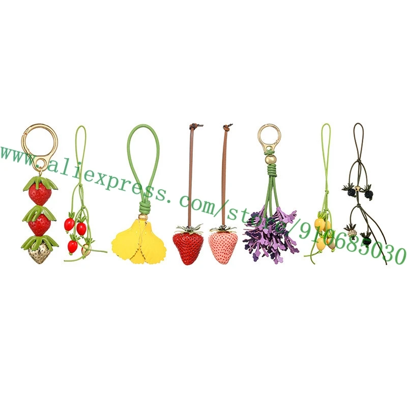 Charming Fruit Flower Leather Bag Charm Keyring Ornament