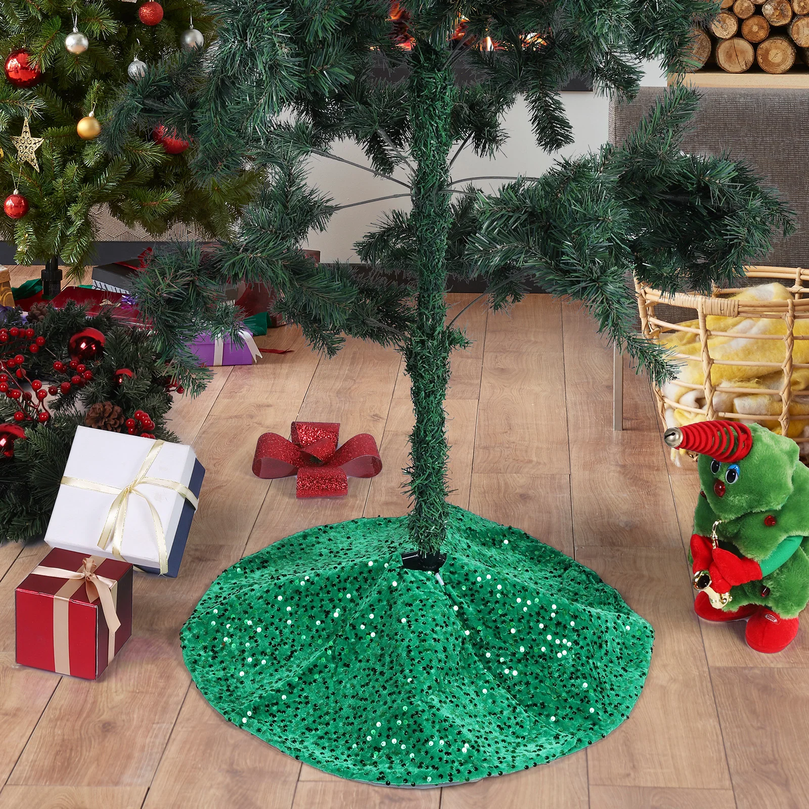 Sparkling Sequin Tree Skirt W/ Small Sequin Mini Xmas Tree Skirts (model 2)