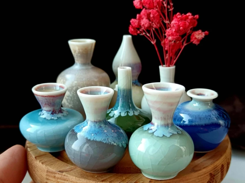 인형 집 미니 세라믹 꽃병, 미니 차 애완 동물 꽃꽂이, 미니어처 도자기 꽃병 장식, 미니어처 꽃 장치