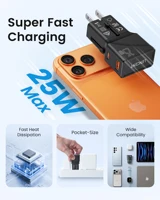 LENCENT Universal Travel Adapter With1 USB QC 3.0 Port and 1 PD 25W Type C Fast Charger Power Adapter for US EU UK AUS Travel - Image 2