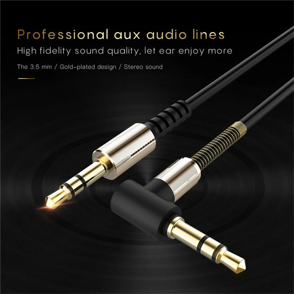High Quality 3.5mm Jack AUX Audio Male to Female Extension Cable 90 Degree Right Angle Auxiliary Speaker Cable for PC Headphone