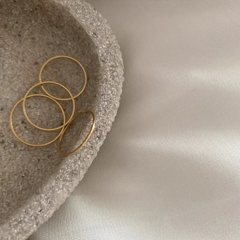 1/3pcs Minimalist Stackable Extremely Thin Stainless Steel Rings for Women Fashion Gold Color Daily Simple Dainty Jewelry Gift 1