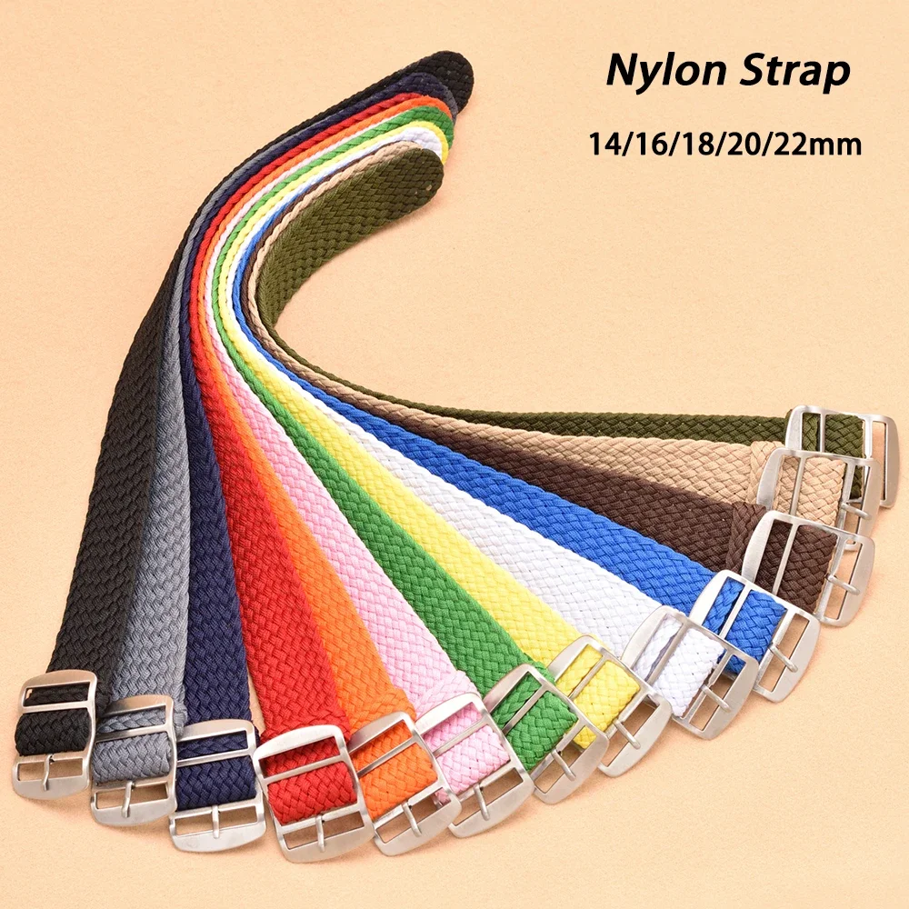 Versatile Woven Nylon Watch Strap with Steel Buckle - Soft Canvas Design