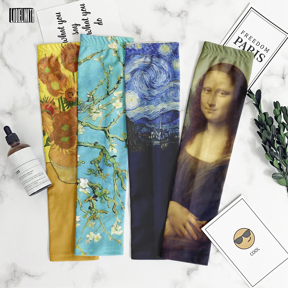 Van Gogh Oil Painting Sleeve For Women Retro Art Sunflower Starry Night Sunscreen Cooling Cycling Casual Daily Arm Cover Sleeve funny happy socks starry night winter retro sox women personality art van gogh mona lisa famous painting men socks oil hot sale