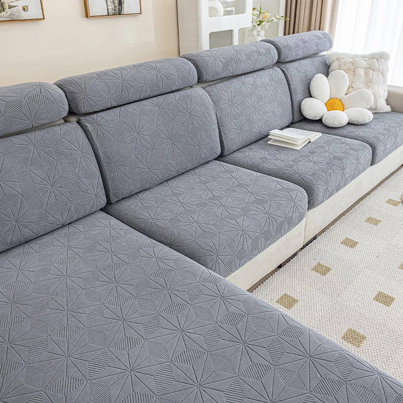 Plush Elastic Fabric Sofa Cover Universal Jacquard Living Room Sofa Cushion Cover Cloth Anti Cat Scratch Non-Slip Full Package 6