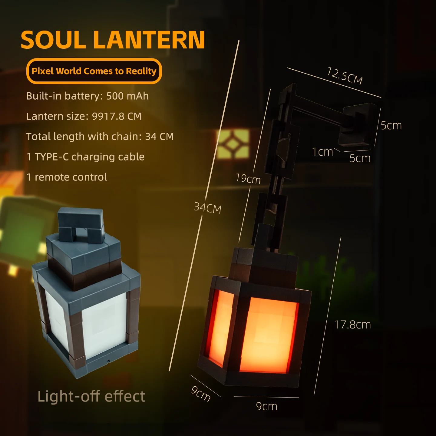 16 Colors Luminous Lantern Nightlight Game Pixel Style Atmosphere Light Rechargeable DIY Home Decor Ornament Festival Lantern 5