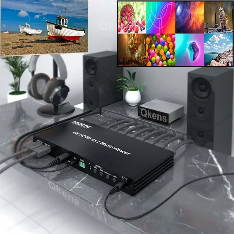 4K HDMI 8x2 멀티뷰어, PIP 기능 탑재, 8입력 2출력 듀얼 디스플레이,..