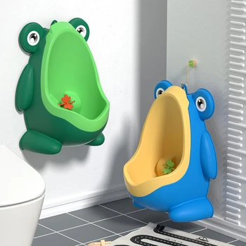 Baby Boys Standing Potty Cartoon Frog Shape Wall-Mounted Urinals Toilet Training Stand Vertical Urinal Potty Pee Infant Toddler