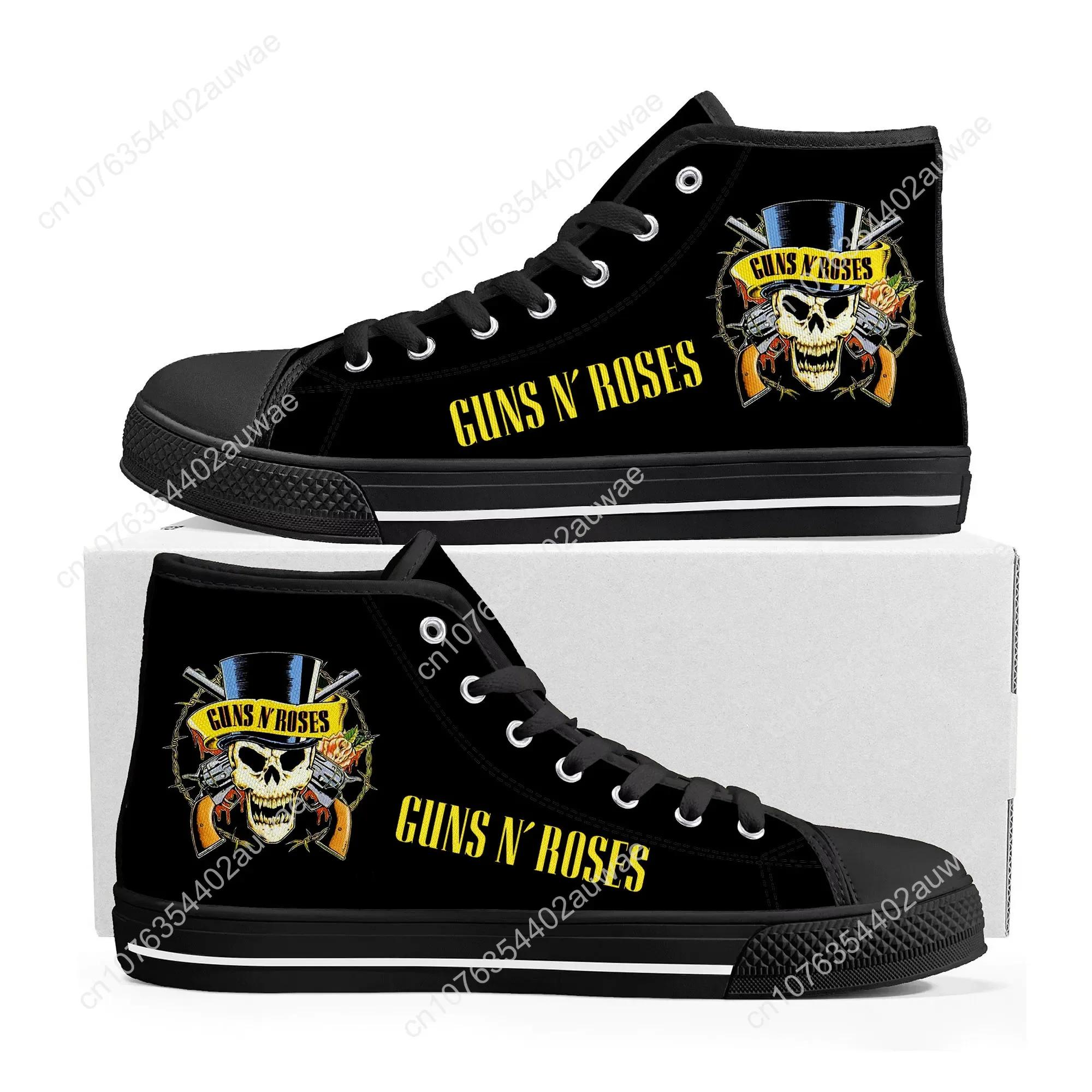 Guns N Roses Heavy Metal Rock Band High Top High Quality Sneakers Men Women Teenager Canvas Sneaker Casual Custom Couple Shoes