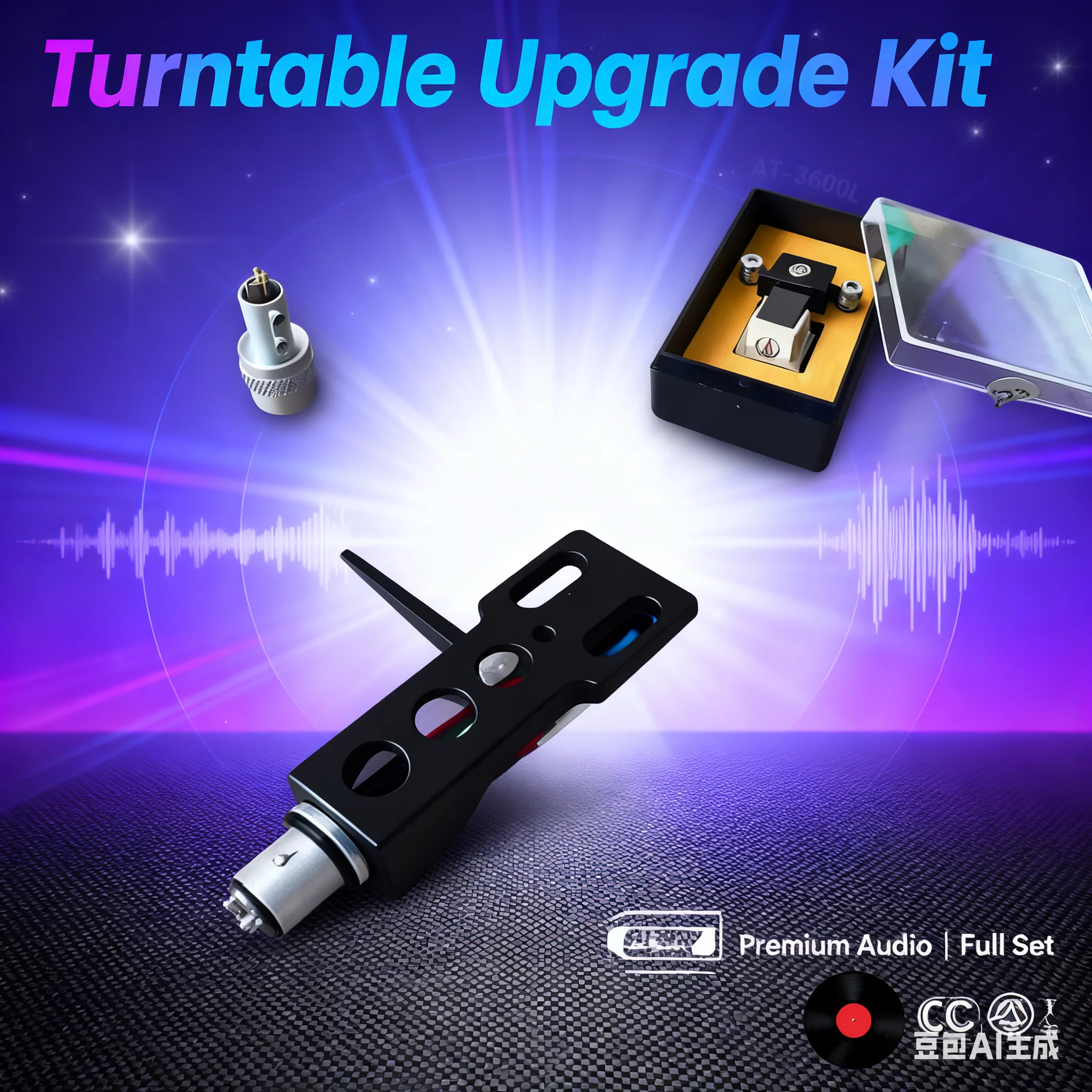 Cartridge Kit For Audio-Technica AT-3600L - W/ Headshell, 4-Pin Connector, Universal Turntable Replacement