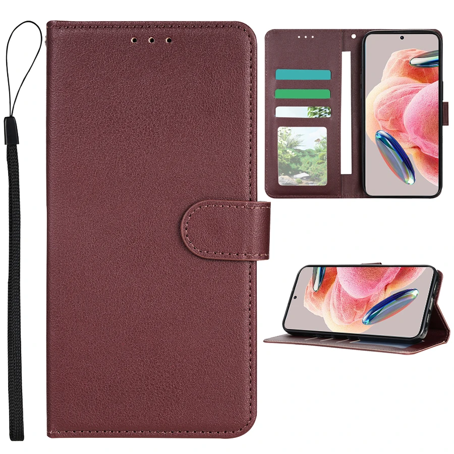Leather Wallet Case with Card Slot and Photo Frame Stand, Magnetic Flip Design