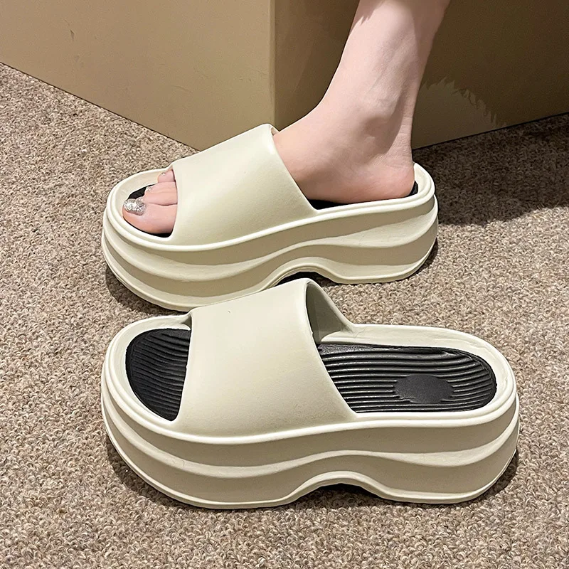 Shevalues New Summer Female Platform Slides Heels Beach