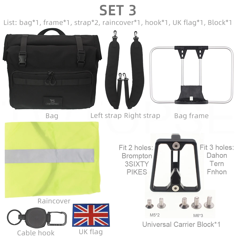 TWTOPSE Bicycle Backpack Borough Roll Top Bag For Brompton Folding