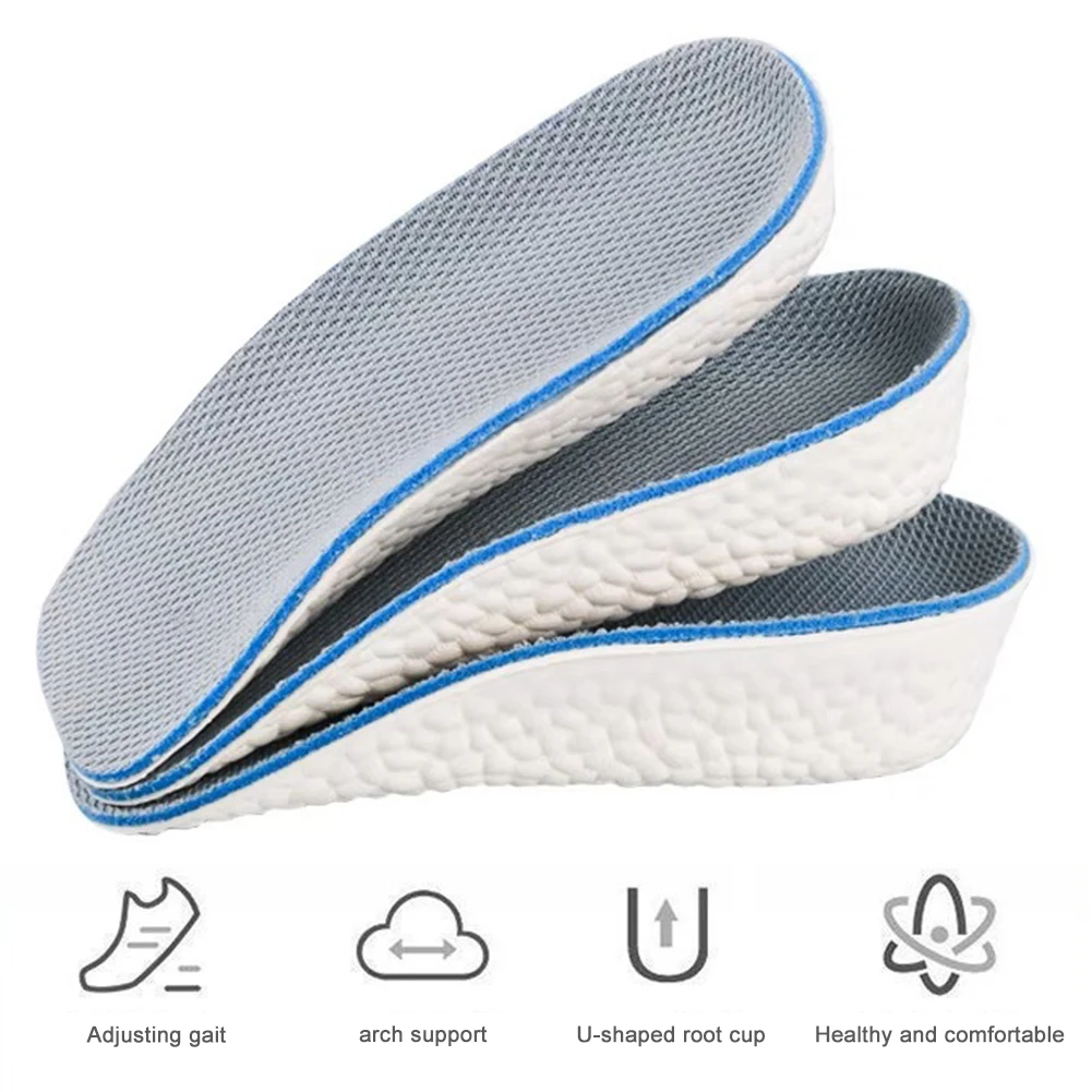 1.5-3.5cm Taller Arch Support Height Increase Insoles Light Weight Soft Elastic Lift Elastic Lifting For Men Women Shoes Pads