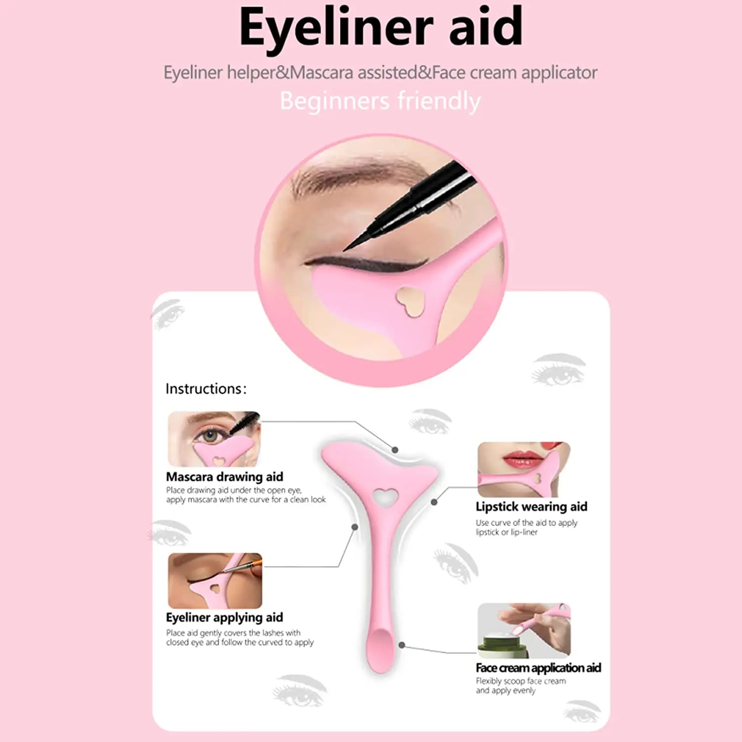New Silicone Eyeliner Stencils Wing Tips Marscara Drawing Lipstick Wearing Aid Face Cream Mask Applicator Makeup Tool Resusable silicone eyeliner tool