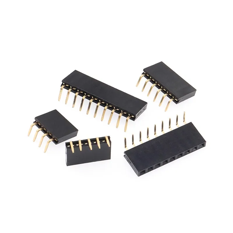 2.54mm Pitch Single Row Bent Female 2~40P PCB Board 90 degree right angle Pin connector 2/3/4/6/10/12/16/20/40Pin For Arduino