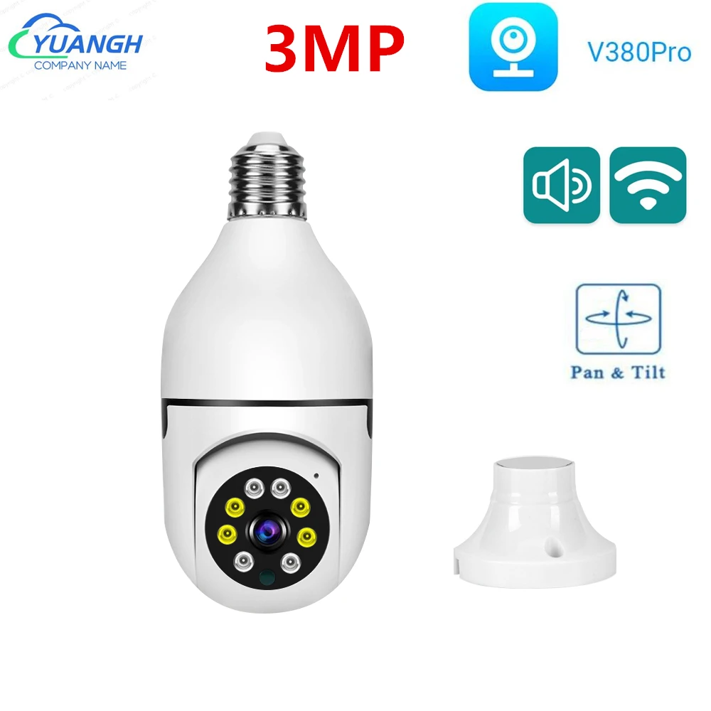 V380 Pro Smart Home Security Wifi Cctv Ip Camera 3Mp Two Ways Audio Ir Night Vision Indoor Wireless Light Bulb Telecamera Ptz