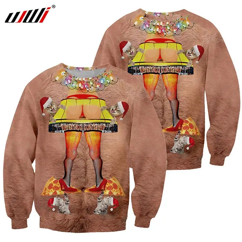 

UJWI Men/women Spoof Creative 3D Printed Interesting Design Christmas Clothing Crewneck Streetwear Party Custom Dropshipping