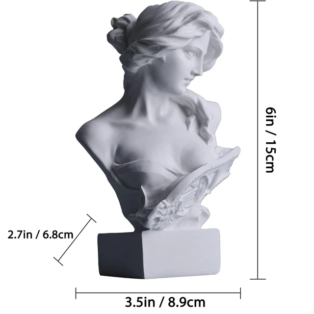 Statue de buste de mythologie grecque, décoration de déesse romaine, Figurines de croquis, Sculptures esthétiques pour salon, bibliothèque, bureau 4