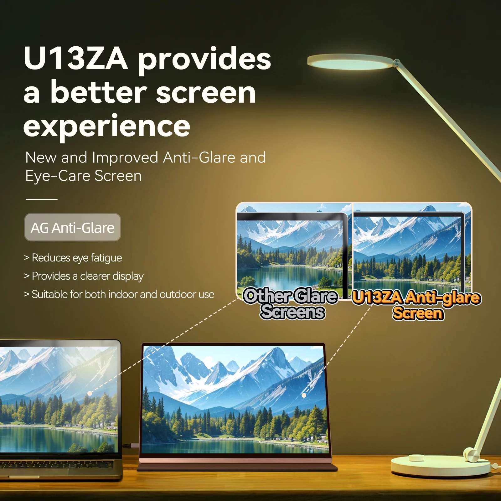 Intehill 13.4inch 4K+ Portable Monitor 3840*2400 U13ZA For XBox PS4/5 Switch Laptop Cell Phone PC Extension 500nits 100% sRGB
