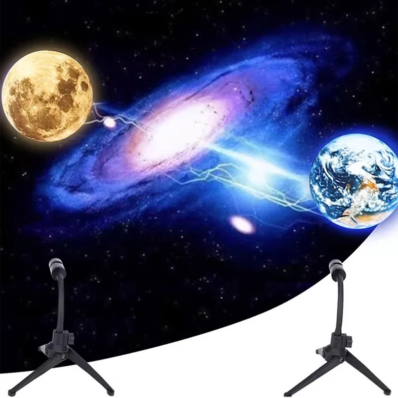 Starry Projector Night Light LED Earth Moon Projection Lamp 360° Rotatable USB Decorative Lights For Bedroom Wall Decor Lighting sunset projection lamp romantic sunset projection floor night light 180 degree led rainbow projector for bedroom living room