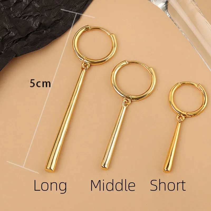 Long Strip Hoop Earrings for Women Water Drop New Trendy Statement Earring Jewelry Accessories