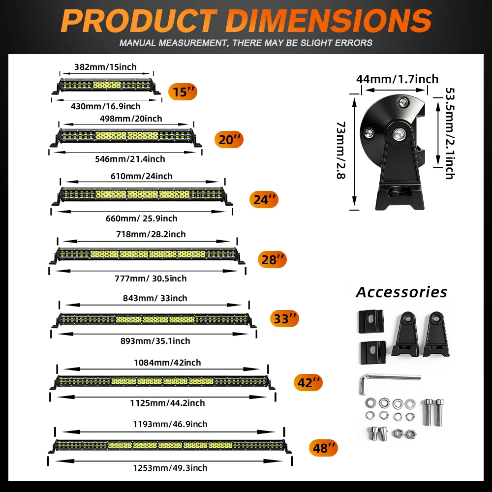 CO LIGHT LED 라이트 바 52인치 스팟 플러드 콤보 초슬림 듀얼 로우 12D LED 드라이빙 오프로드 라이트 (트럭, 픽업트럭, SUV, ATV용)
