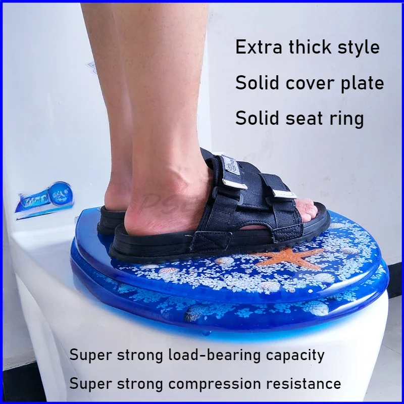 Resin Toilet Lid UVO Type Household Universal Thickened Old-fashioned Toilet Board Accessories with Pattern