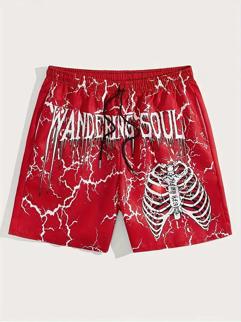 Men's Fine Skull Elements Printed shorts Men's Fashion Comfortable Breathable Quick drying shorts Men's casual fashion shorts 4