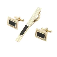 High-end Gold Color Cufflink Tie Clip Set Cufflink Shirt Collar Clip Men's Business Luxulry Jewelry Wedding Accessories 4