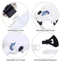 Magnifying Glasses Reading Jeweler Watch Illuminated Magnifier 5 Lens 2 Led Lights Adjustable Headband Eye Loupe Magnifier 4