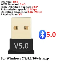 Dual-Band USB Bluetooth Adapter Wireless Dongle (BT 5.0)