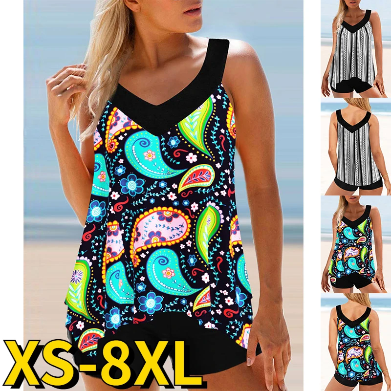 

Летний женский комплект из двух предметов, купальники, женское бикини, купальник, купальный костюм с принтом, сексуальный Монокини с высокой талией, танкини