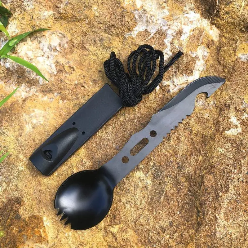 Camping Tableware Stainless Steel Knife Fork Spoon Portable Multi-function Picnic Cutlery Outdoor Equipment