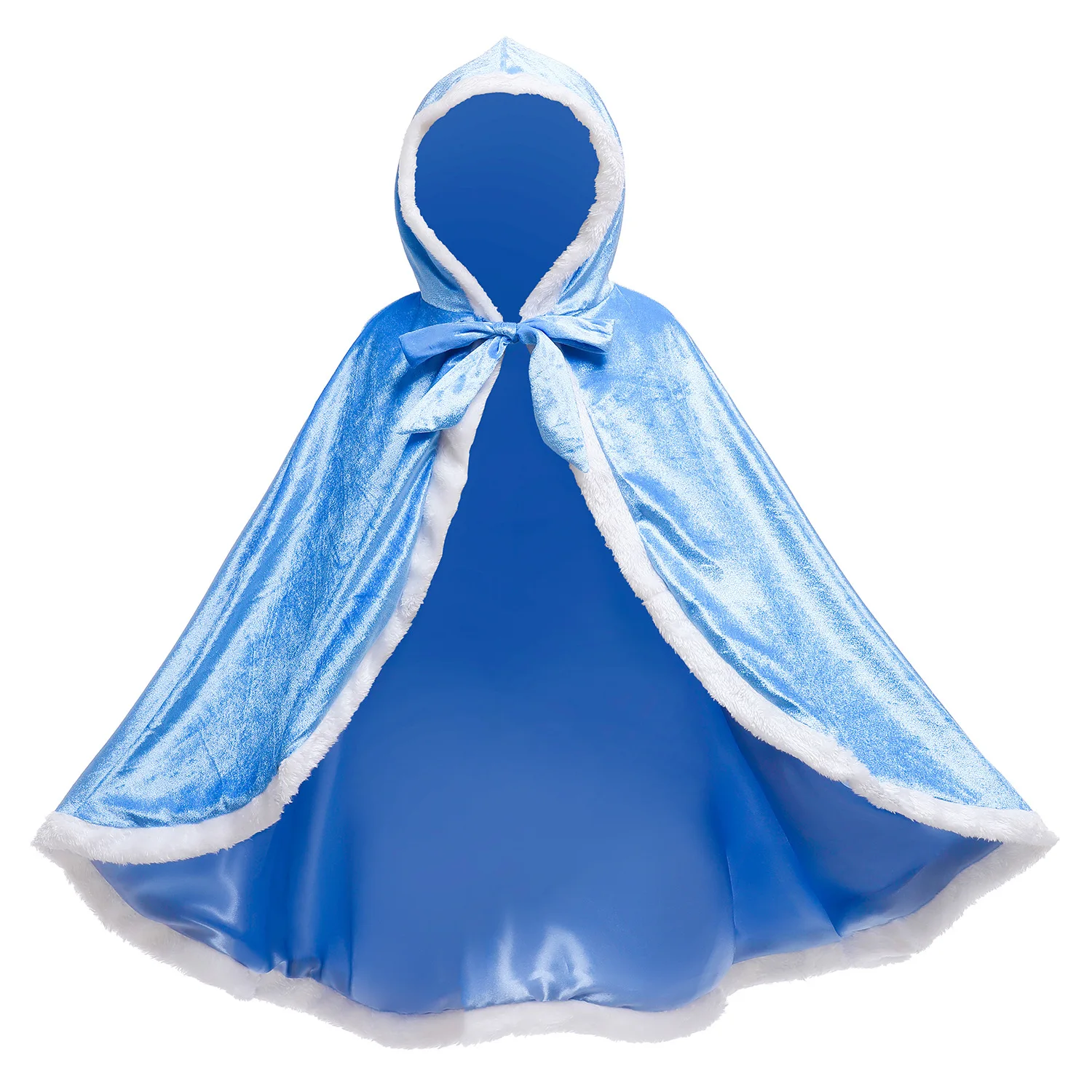 thumbnail image 1 of Capa azul de princesa Elsa de Frozen para niñas, capa con capucha de terciopelo, Cosplay de Halloween, vestido, ropa de otoño e invierno, 1 of 4