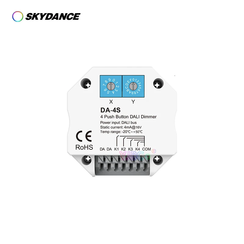 DA-4S DALI Signal 4 Push Button Dimmer Work with DALI Master Bus Power Supply Encoding switch select addresses For LED Light конвертер rf сигнала dali 307 dim in dali bus rf push arlight 025602