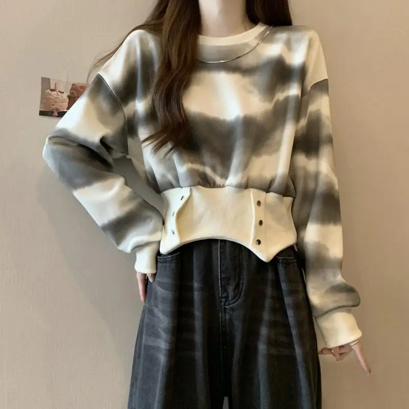 Women's Autumn Winter New Fashion Elegant Round Neck Pullover Long Sleeve Casual Versatile Western Commuting Comfortable Tops