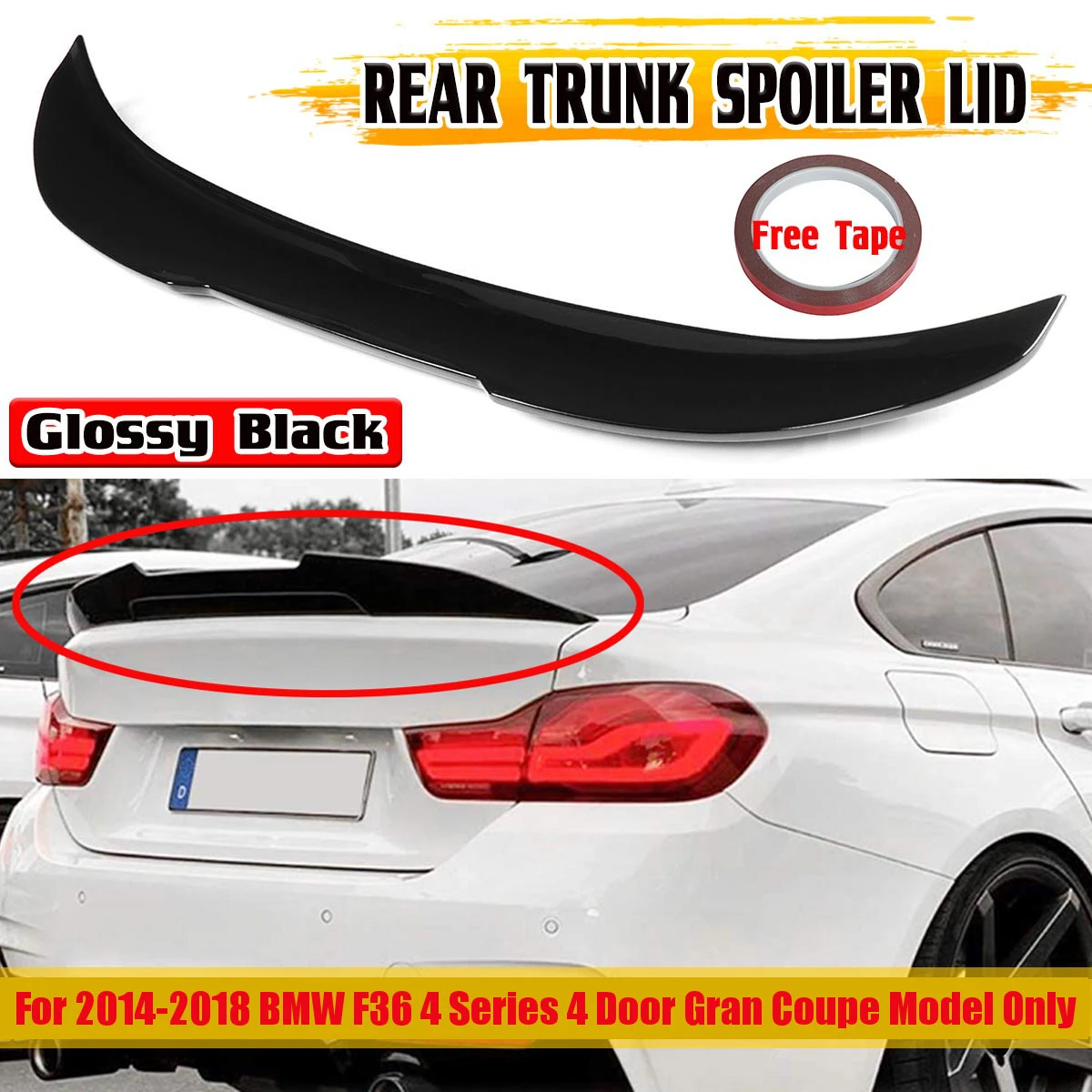 Car Rear Spoiler Wing Lip Extension For Bmw F36 4 Series 4 Door Gran Coupe Model 20142018 Rear