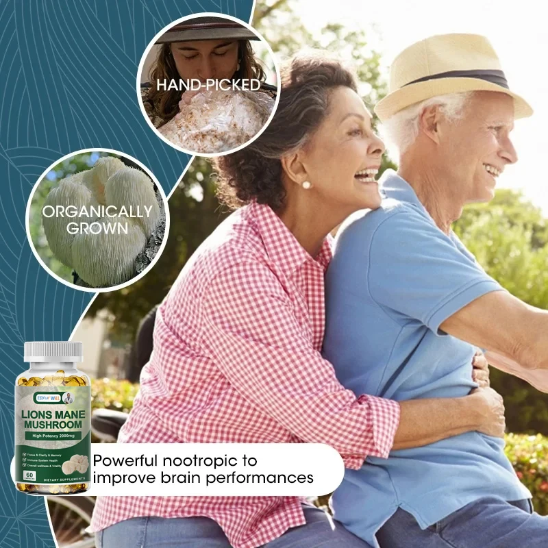 Lion's Mane Capsules Promotes Mental Clarity Focus Memory Mushroom Supplement Original Flavor Non-GMO