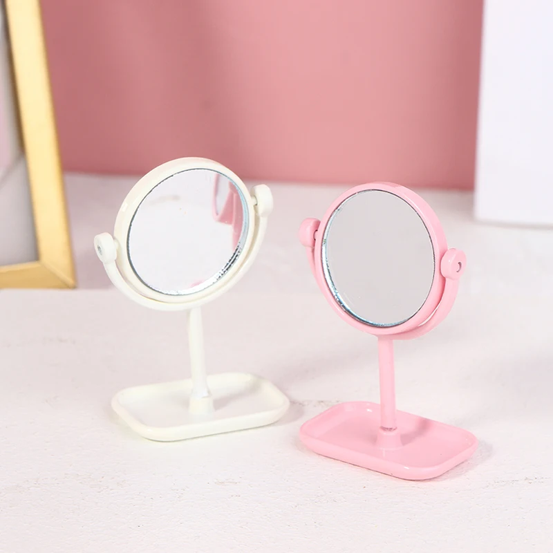 1/12 Dollhouse Mini Dressing Mirror Golden Frame Makup Mirror Model Simulation Fitting Room Furniture Supplies Ornaments 2