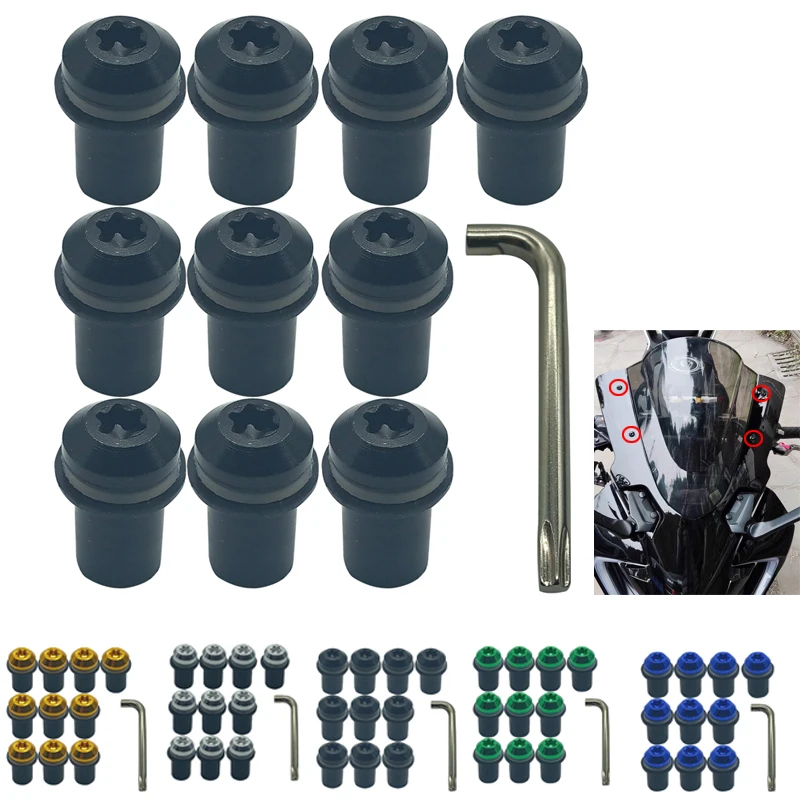 

Windshield Bolts W/ Allen Key M5 Windscreen Mounting Screws Washer Nuts for Yamaha YZF R1 R6 R7 600R 750R 1000R FZ1 FZ6 FZ6R