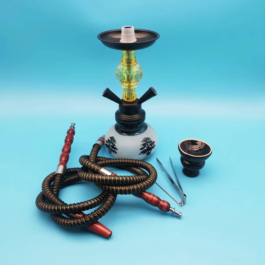 Arabic Hookah Set Small Size Double Tube Hookah Glass Bottle Ceramic Bowl Hose Club Ktvhookah Accessories Birthday Gift