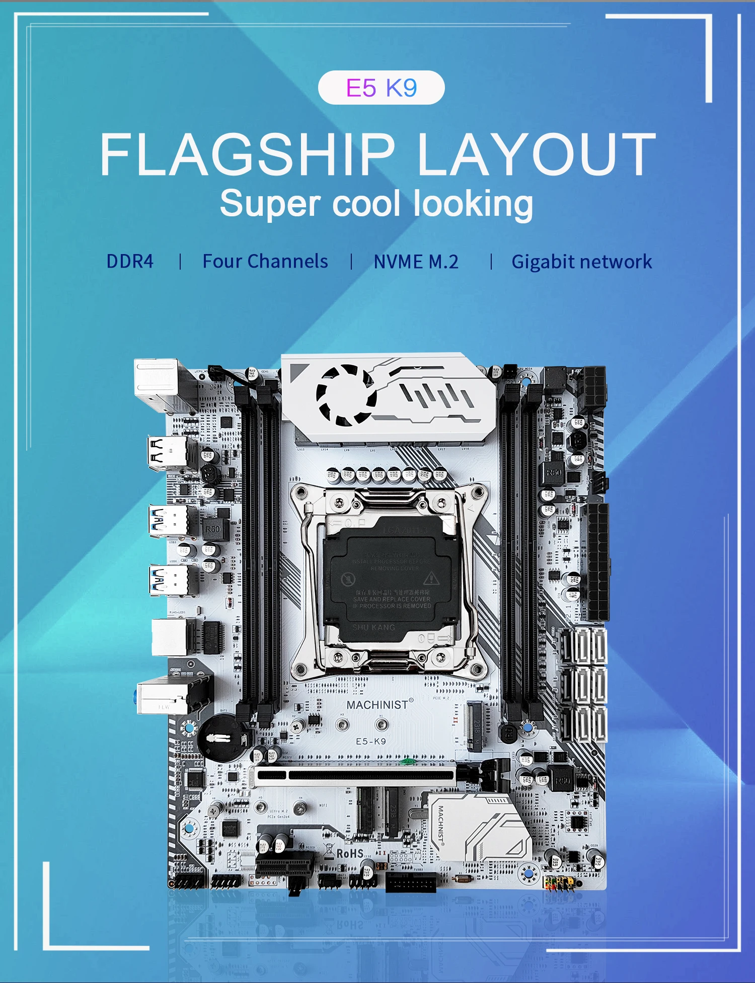 Machinist X99 Motherboard Combo LGA 2011-3 Xeon E5 2667 V4 Kit CPU Set No RAM Support DDR4 Memory NVME USB3.0 Four Channel E5-K9